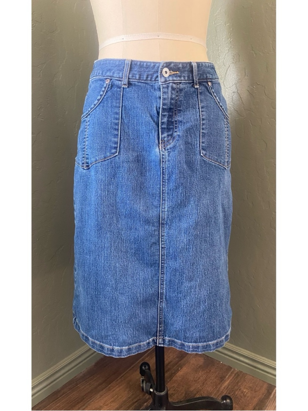 Christopher & Banks Classic Blue Denim Skirt - Casual Women's Straight Skirt